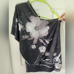 Wet Seal off shoulder floral embellished top